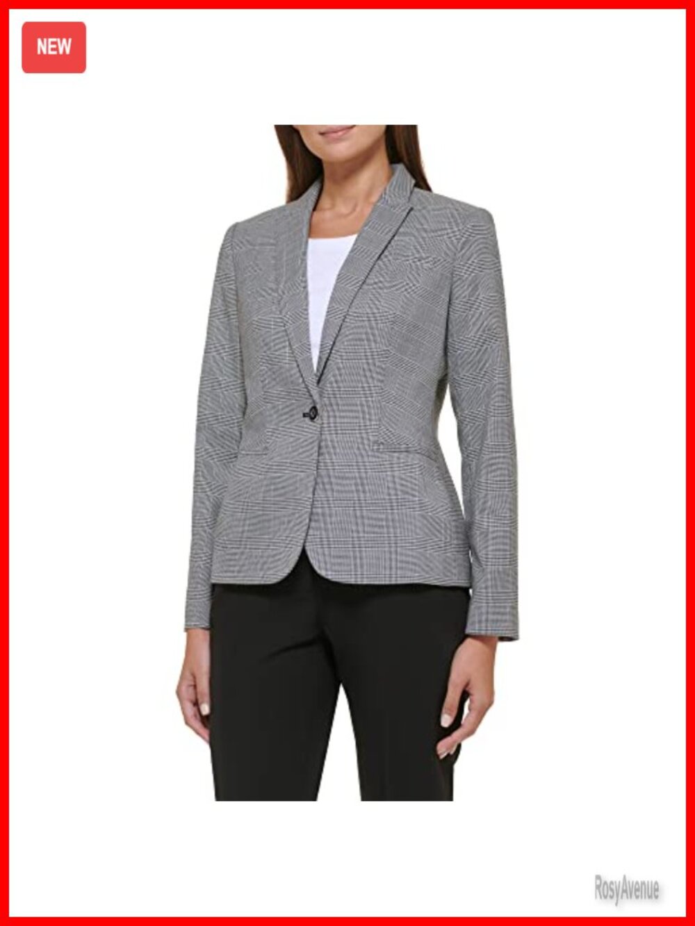 Plaid Blazer Tailored Wool Blend Lapel Collar Business Casual